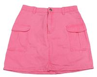 Neónově ružová rifľová cargo chino sukňa Primark