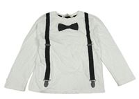 Bílé triko s kšandami a motýlkem H&M