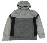 Sivo-tmavosivá športová mikina s logom a kapucňou zn. Sonneti