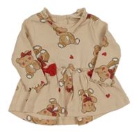 Béžová žebrovaná tunika s medvědy a límečkem Next