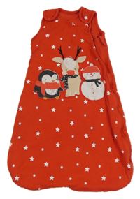 Červený zateplený spací pytel s hvězdami a vánočními postavami Next