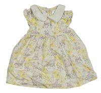 Bílé květované šaty s Peter Rabbit a límečkem