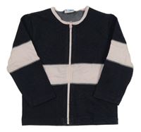 Tmavomodro-ružová riflovo/bavlněná bunda