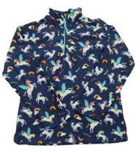 Tmavomodrá fleecová funkčná mikina s jednorožcami Mountain Warehouse