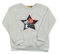 Biela chlpatá mikina so Snoopym a hviezdou