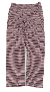 Starorůžovo-čierno-biele pruhované legíny Topolino