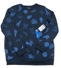 Nové - Tmavomodrá mikina s obrázky a nápisy Primark