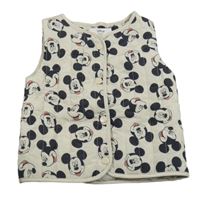 Béžová prešívaná šušťáková zateplená vesta s Mickeym Primark