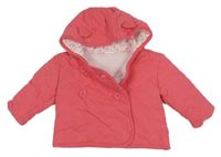 Tmavorůžový prošívaný zateplený kabátek s kapucí F&F