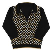 Čierno-hnedo-biely vzorovaný polo sveter Matalan