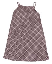 Ružovo-čierno-biele kockované šaty Primark