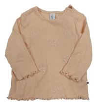 Marhuľové rebrované tričko s výšivkami Topomini