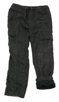 Černé kostkované podšité cargo kalhoty C&A