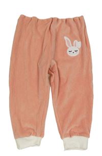 Ružové plyšové tepláky s králikom