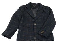 Tmavomodro-hnědé kostkované slavnostní sako