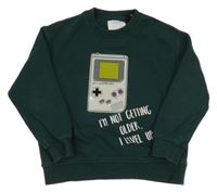 Tmavozelená mikina s gameboyem Zara