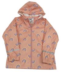 Růžová nepromokavá bunda s duhami a kapucí Lupilu