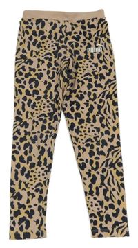 Pudrovo-černo-béžové legíny s leopardím vzorem Puma
