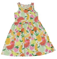 Smetanovo-farebné bavlnené šaty s ovociem H&M