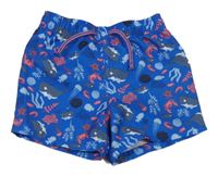 Modré šušťákové kraťasy s mořskými živočichy Primark