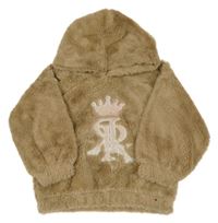 Hnedá kožušinová mikina s logom a kapucňou River Island