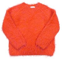 Neónově oranžový chlpatý sveter Next