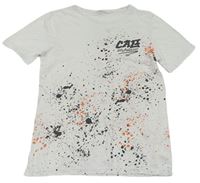 Bielo-oranžové flekaté tričko s nápisom zn. H&M