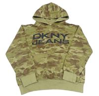 Khaki army mikina s logem a kapucí DKNY