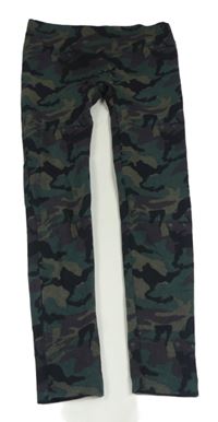 Kaki-vínovo-čierne army legíny