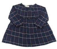 Tmavomodro-rubínové kockované šaty Zara