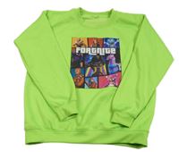 Neónově zelená mikina s Fortnite