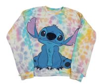 Bílo-barevná batikovaná oversize mikina se Stitchem Disney