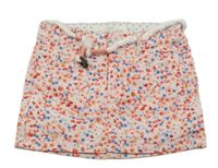 Svetloružová kvetovaná plátenná sukňa s opaskom H&M