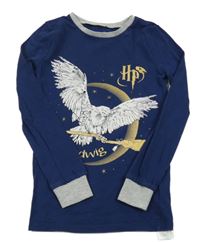 Tmavomodré pyžamové triko s Hedvikou - Harry Potter 