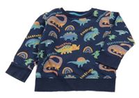Tmavomodro-barevná mikina s dinosaury Next