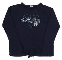 Tmavomodrý ľahký sveter s nápisem z flitrů Y.F.K.