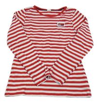 Červeno-biele pruhované tričko s nášivkou
