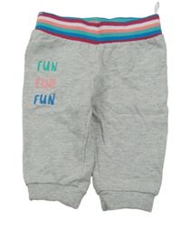 Šedé melírované tepláky s barevným pasem C&A