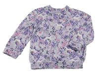 Fialová kvetovaná mikina s jednorožcami Nutmeg