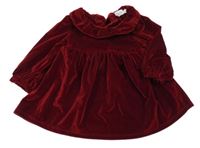 Rubínové zamatové šaty s volánikom F&F