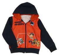 Červeno-tmavomodrá prepínaci mikina s Tlapkovou patrolou a kapucňou