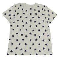 Bílé pyžamové tričko s tmavomodrými hvězdičkami George