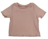 Svetloružové rebrované crop tričko