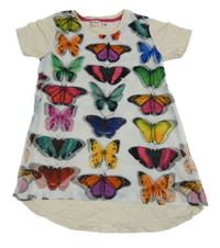 Smetanová tunika s barevnými motýlky a tylem Desigual