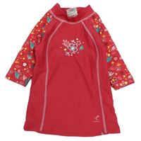 Malinové UV tričko s kvítky 