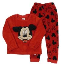 Červené chlpaté pyžama s Mickeym Primark