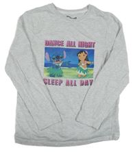 Sivé melírované tričko s Lilo a Stitch Primark