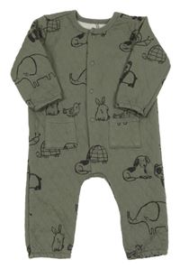 Khaki vzorovaný teplákový overal so zvířaty George