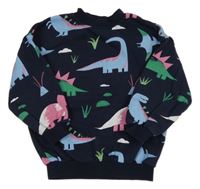 Tmavomodrá mikina s farebnymi dinosaurami George