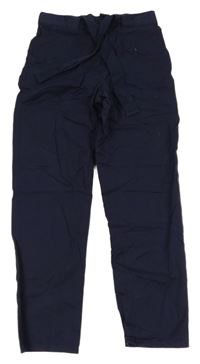 Tmavomodré plátěné kalhoty H&M